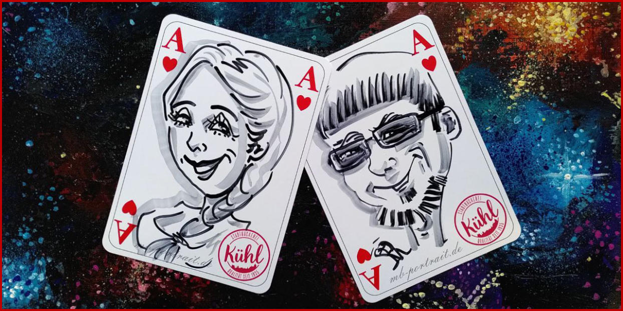 Karikaturzeichnung auf Spielkarte