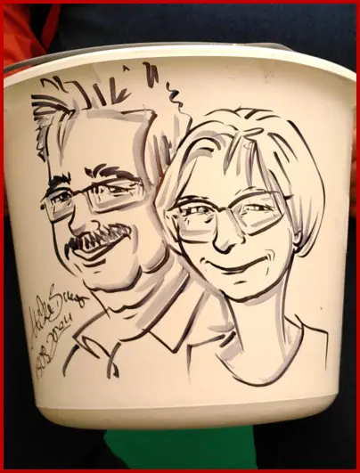 Karikatur auf Eimer