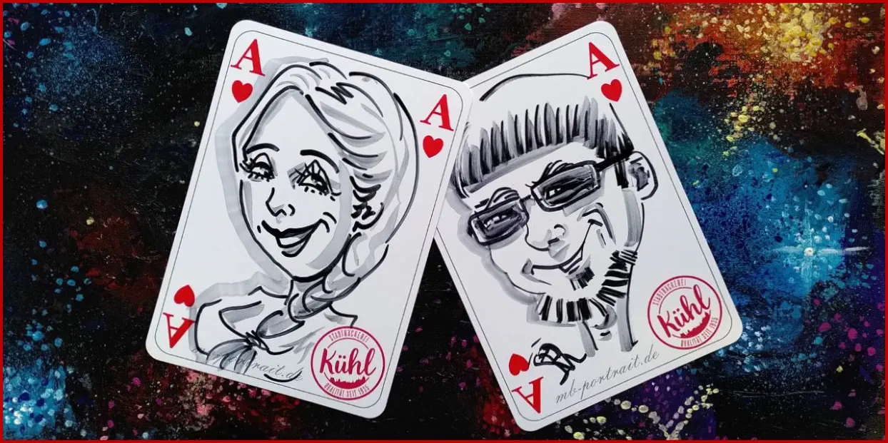 Karikaturzeichnung auf Spielkarte