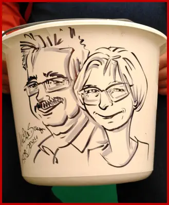 Karikatur auf Eimer
