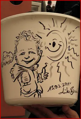 Karikatur auf Eimer