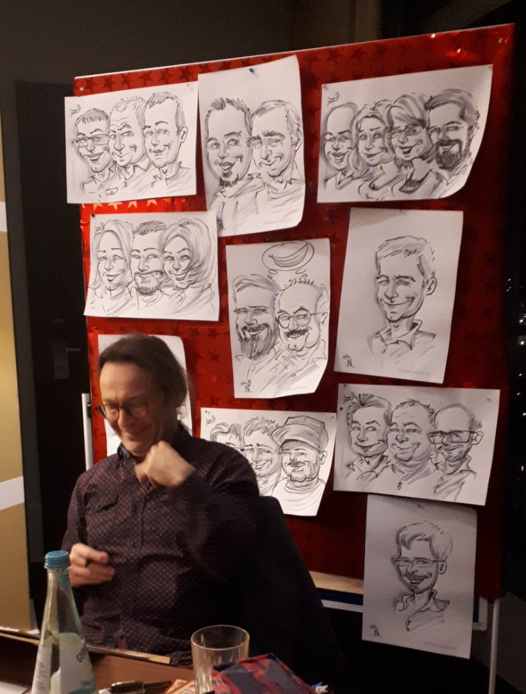 Karikatur Zeichnung, Schnellzeichnung im Großformat von Mike Bauer aus Rostock, MV Karikatur Zeichnung, Schnellzeichner Mike Bauer