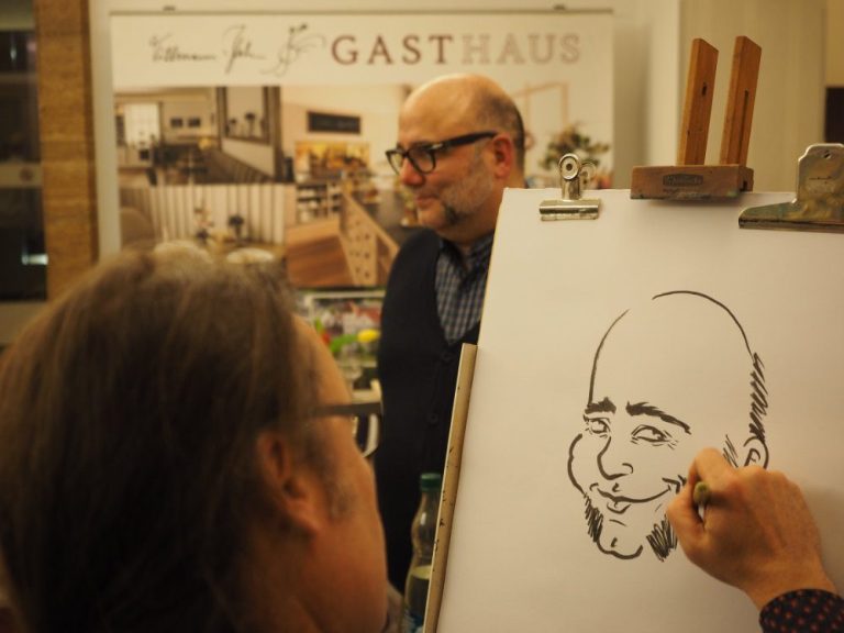 Karikatur Zeichnung, Schnellzeichnung im Großformat von Mike Bauer aus Rostock, MV Karikatur Zeichnung, Schnellzeichnung Mann im Großformat